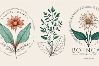 design hand drawn botanical boho, vintage logo design