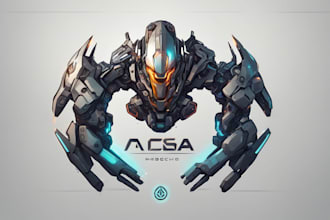 design futuristic mecha, cyberpunk, scifi styled logo