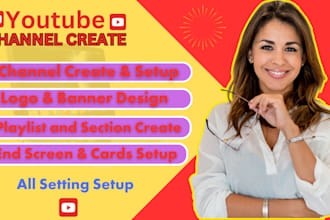 youtube channel create and setup with logo and banner