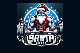 make a santa gym esports mascot logo for your business