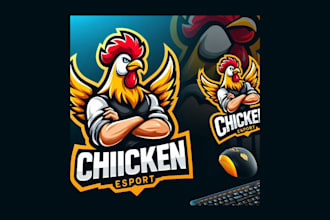 do unique chicken esports mascot logo in just 2 days