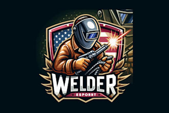 do awesome welder esports mascot logo for your company