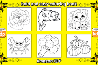 drow bold and easy coloring book page for kids and adults with cover