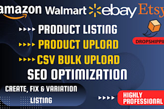 do optimize product listing and research on amazon walmart ebay etsy, SEO audit