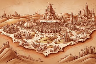 create event, tourist, and fantasy map illustration