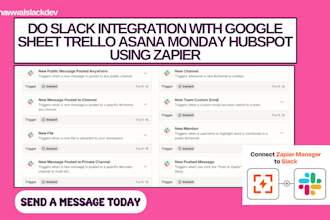 do slack integration with google sheet trello asana monday hubspot using zapier
