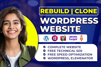 build, rebuild, redesign wordpress website design or wordpress elementor website