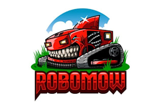 design remote controlled lawnmower sharks head logo