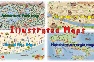 create a vector illustrated map in a custom style
