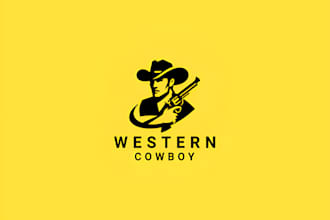 draw vintage western cowboy logo
