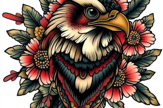 draw american traditional tattoo style design for you