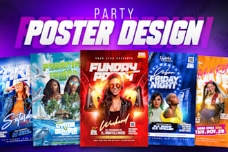 create club, party, invitation, event, concert, birthday flyer or poster design