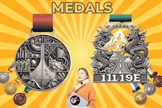 do medal design 2d with 3d for your events