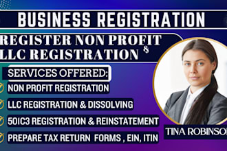 do dissolve renew US llc company registration, get ein, complete 501c3 paperwork