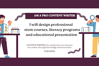 design professional stem courses, literacy programs and educational presentation