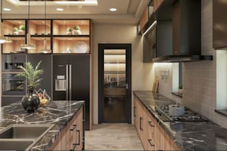 craft 3d interior design, kitchen, dining, living room, 3ds max, corona render