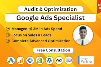 audit and optimize google ads adwords PPC search ads campaign as SEM specialist