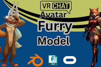 create furry vrchat avatar anime 3d model vrc avi from scratch for PC and quest