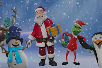 cerate new yaerchristmas animation, christmas greeting  lyric music video, in 4k