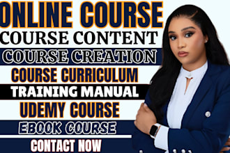 create online course content, ebook course, training manual and udemy curriculum