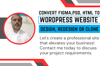 design, clone, redesign websites, landing pages, convert figma to wordpress