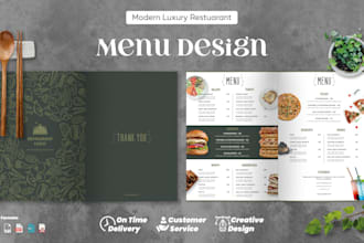 design editable restaurant menu design, bar, cafe, pubs, clubs price list
