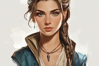draw concept art dnd character logo and friendship portrait
