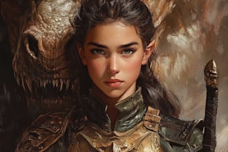 make fantasy dnd character logo and friendship portrait