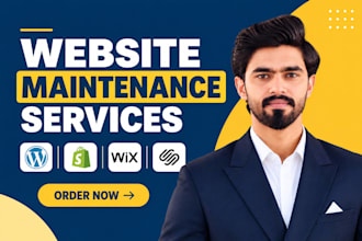 do website maintenance and support for wordpress, shopify, wix and squarespace