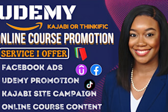 do organic udemy course promotion, fb ads to promote thinkific or kajabi course