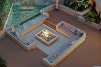 make your hotel courtyard renderings in 3d