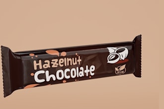 make 3d food modeling, 3d packshot render of snacks, chocolates, beverages in 4k