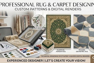 create persian or vintage rug design for luxury interiors