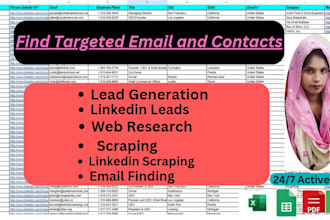 do b2b lead generation, email collection, data entry work