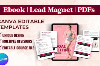 make lead magnet, canva ebook, cookbook, fitness ebook PDF design in canva