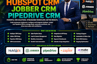 implement, integrate and set up hubspot crm, jobber crm, pipedrvie CRM