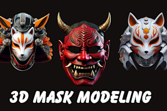 do 3d cosplay mask helmet sculpting 3d japanese oni mask 3d model for printing