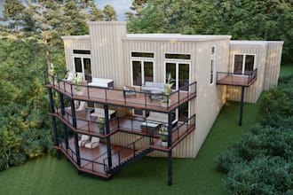 plan render 2d 3d deck design for backyard, pool, patio, outdoor, rooftop garden