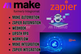 setup make com zapier integromat webhook uipath rpa integrate chatbot automation