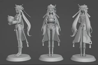 sculpt 3d model anime statue action figure tabletop 3d miniature for 3d printing
