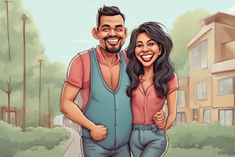 make big mouth cartoon couple portrait