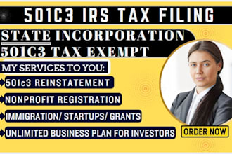 prepare complete business plan 501c3 paperwork and nonprofit incorporation form