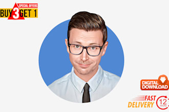 draw cartoon headshot avatar from photo in 12 hours