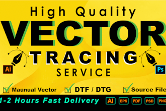 do manual vector tracing from any font vector, remake, redraw, dtg screen