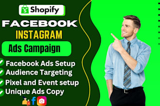 setup and optimize your facebook ads campaign, run fb and instagram ads
