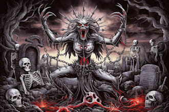 draw horror, metal, dark art illustration