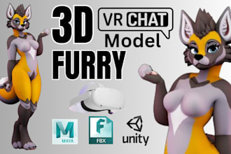 custom vrchat furry avatar anime character nsfw 3d model vrc for PC and quest