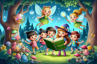 draw children book illustration and kids book story