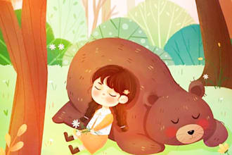 draw children story book illustration and children story book illustration