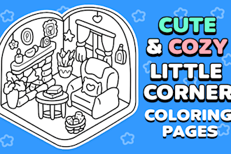 draw bold, easy, and cozy little corner coloring pages for kdp